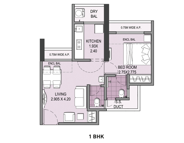 Puranik Grand Central Thane 1BHK Plan